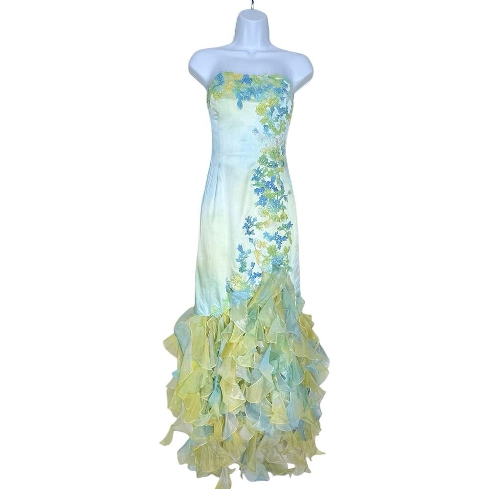Jovani Dress 4 Prom Pageant HOCO Floor Length Long Mermaid Blue Green Fitted